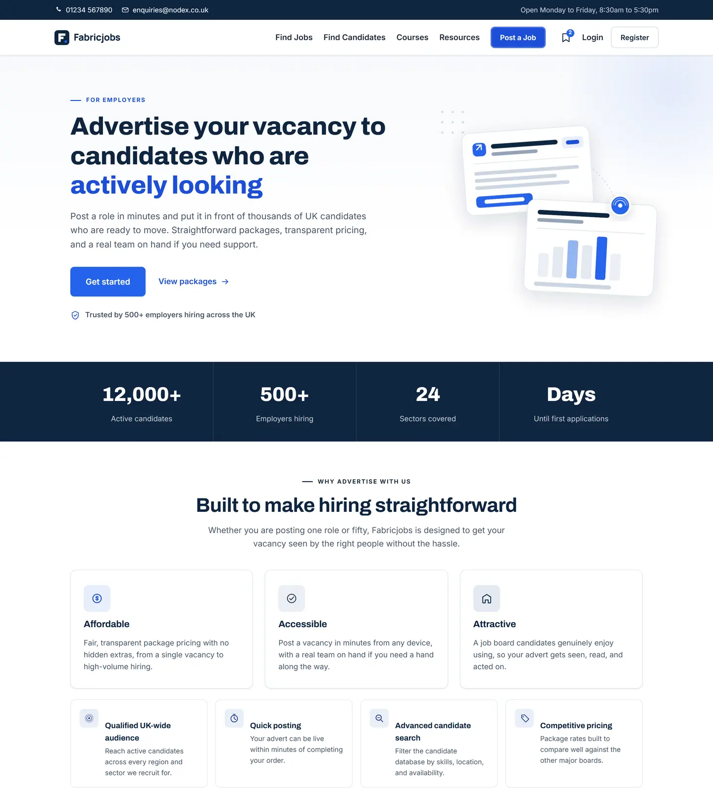 Job board advertise page example