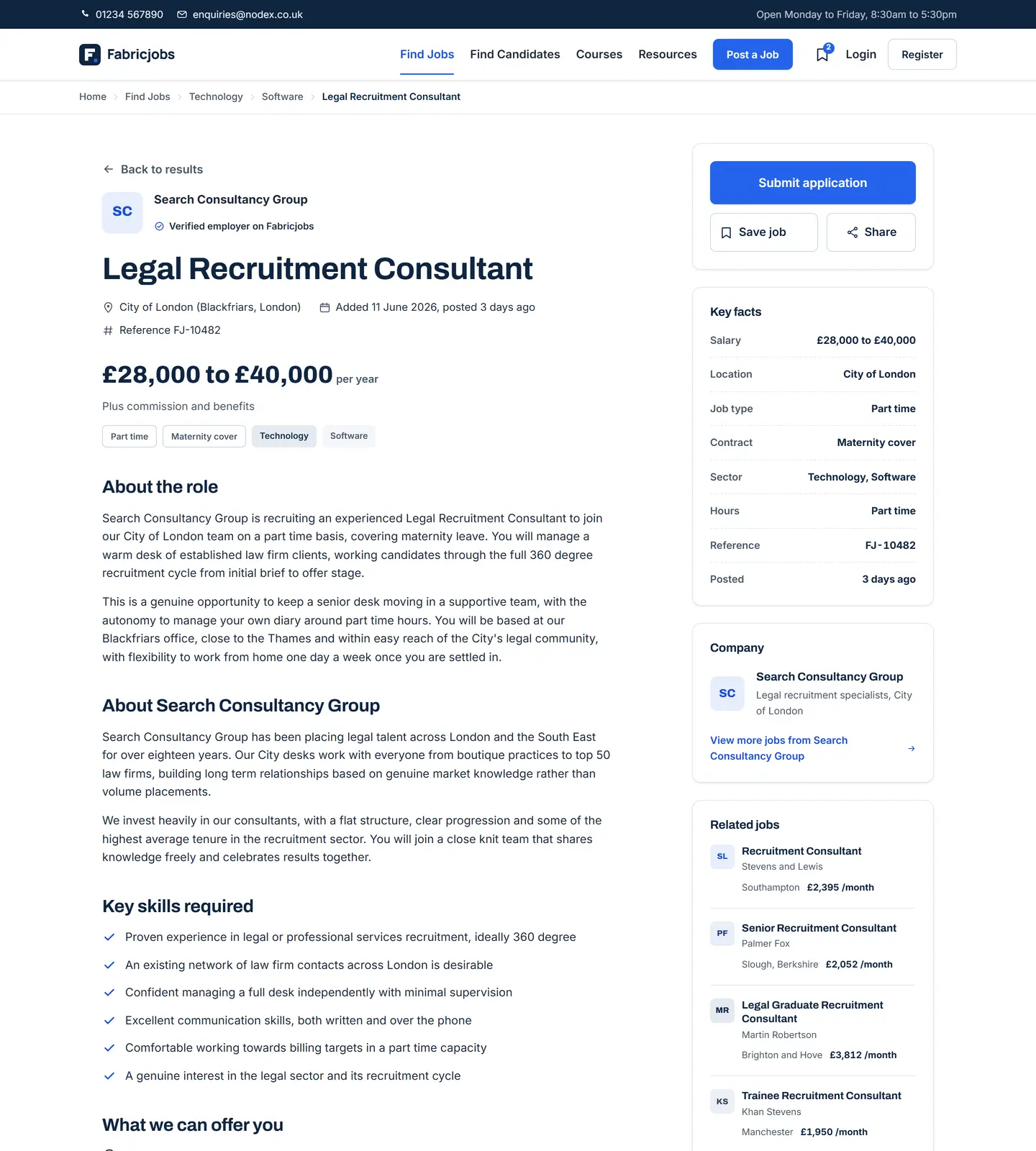 Job board job details page example