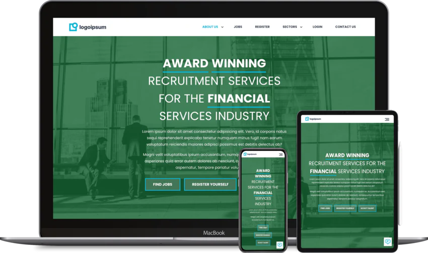 Recruitment website design template Financial